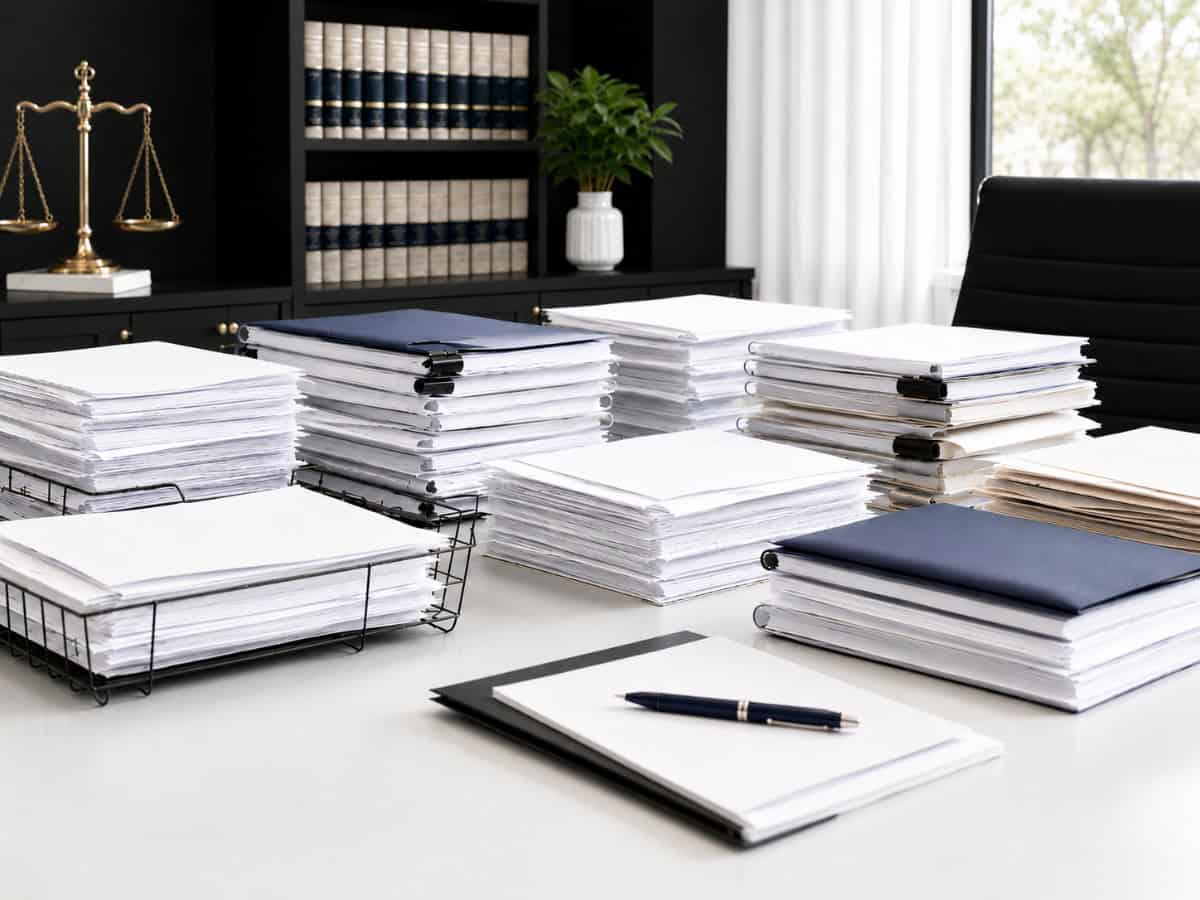 Ordentliches Büro mit juristischen Unterlagen