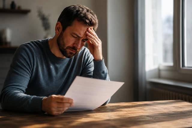 Kündigung nach Arbeitsunfall – Arbeitnehmer liest Kündigungsschreiben